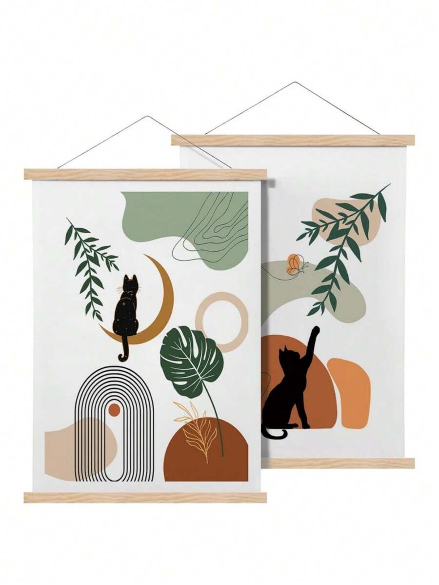 1pc 2D Flat Design Style, Each Product Comes With A Pine Wood Frame, Designed Specifically For Poster Display. The Product Includes Clips And Magnetic Devices For Securing Scrolls. It Is Lightweight And Available In Two Sizes, Suitable For Displaying Posters, Photos, Maps, And Various Images.