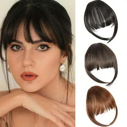 女士夹式刘海，轻盈飘逸的鬓角假发，透气易戴，适合所有发质，自然逼真的夹式刘海，打造自然鬓角效果——自然逼真的女士夹式刘海接发——基础款，时尚迷你刘海假发，仿真刘海夹式接发，真人发丝轻盈飘逸的刘海，打造日常优雅造型，是送给女性的理想礼物。