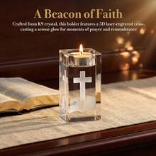 3D geschnitzter Kreuz- und Bibel-Kristall-Kerzenthalter, christliche religiöse Gebetsdekoration, ideales Geschenk zu Ostern, Muttertag, Taufe und Erstkommunion, religiöse Memorabilien und Heimdekoration für Kirche, Gebetsraum, Wohnzimmer, Schlafzimmer - A - Übersicht 5