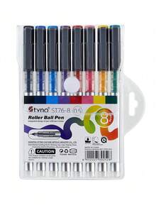 8 Sets Of 8-Color Straight Liquid Ballpoint Pens, Needle Tube Type Neutral Pens, Water-Based Painting Pens, Multi-Color Hand Account Pens, 0.5mm Large Capacity Quick Drying Pens, Key Markers For Office Students - Multicolor - View 7