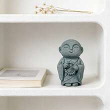 2.5-Inch Sandstone Japanese Monk Figurine, Home Decor, Jizo Statue Design, Fish Tank Decoration, Micro Landscape Ornament, Zen Decor - Model E - Monk With Buddhist Beads - View 2