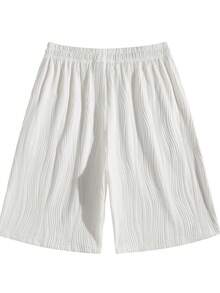 Quần short nam mùa hè, chất liệu jacquard, họa tiết sọc lượn sóng, mỏng, thời trang đường phố, phong cách thường ngày. - trắng - Xem 2