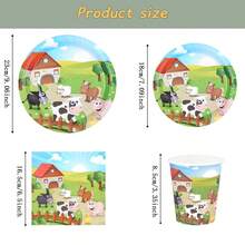 Farm Theme Disposable Tableware Set, 7/9 Inch Party Plates, Disposable Paper Plates, Cups, Napkins, Suitable For Holidays, Weddings, Engagements, Birthdays, Parties, Celebrations - Multicolor - View 2