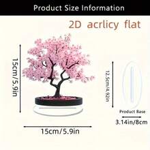 Spring Pink Floral Potted Plant Decor, 2D Printed Tree Decoration, Suitable For Home - A - View 5