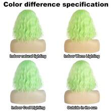 16inch Green Wig Dark Roots Ombre Green Wigs Short Curly Wavy Middle Part Wig Heat Resistant Synthetic Hair For Women Everyday Hairstyle Cosplay Party Halloween - Ombre - View 8