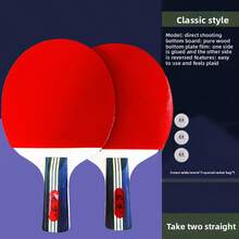 2pcs Table Tennis Rackets, Double-Sided Flat Rubber, Elastic, Suitable For Beginner Forehand And Backhand, Set Includes 2 Rackets, 3 Balls, 1 Storage Bag - Multicolor - View 9