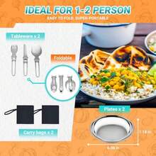 KingCamp - Juego de Utensilios de Cocina de Acero Inoxidable 17/25 Piezas Juego de Utensilios de Cocina para Acampar Senderismo Picnic - PLATA17PCS - Ver 4