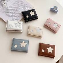 Cartera pequeña con estrella plateada, cartera trifold de mujer, cartera minimalista versátil - Multicolor - Ver 7