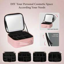 Travel Makeup Bag With LED-Illuminated Mirror For Women - Travel Makeup Organizer, Makeup Case, 3 Lighting Modes, Adjustable Dividers, Travel Essential, Makeup Bags For Women, Designer Bags, Vanity Essentials, Cute Makeup Leopard Print - Leopard Print - View 8