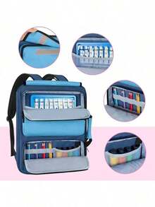 Art Portfolio Bag Backpack, A3 Art Portfolio 15x 18 Inch, Artist Travel Tote Bag Artwork And Drawing Supplies, Blue Empty Bag, Patent Design - Blue - View 2