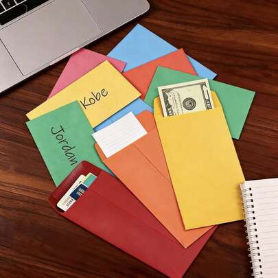 20/40 piezas de sobres rojos autosellables y coloridos, adecuados para efectivo, salario, depósito, monedas, billetes y cartas, 10 opciones de color (6.2 X 3.1 pulgadas)
