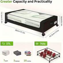 Stozle Under-Bed Storage Box With Wheels, Under-Bed Clothing And Shoe Organizer With Transparent Lid And Label, Under-Bed Storage Box, Rolling Metal Drawer With Removable Lid, Suitable For Storing Clothes, Shoes, Toys, And Blankets.Home Storage Helper. - 2pcs灰色 - 查看 6