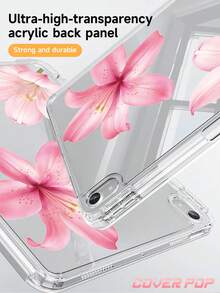 Pink Hawaiian Flower Pattern Protective Case, Compatible With IPad Air 4/5 10.9", 7/8/9 10.2", (A16) 11" (11th Gen, 2025 Model), Built-In Apple Pencil Slot, Compatible With Samsung Galaxy Tab A9 11", Tab A9 8.7", Cute Style, Suitable For Back To School, Valentine's Day, Summer Patterns - 彩色 - 查看 4