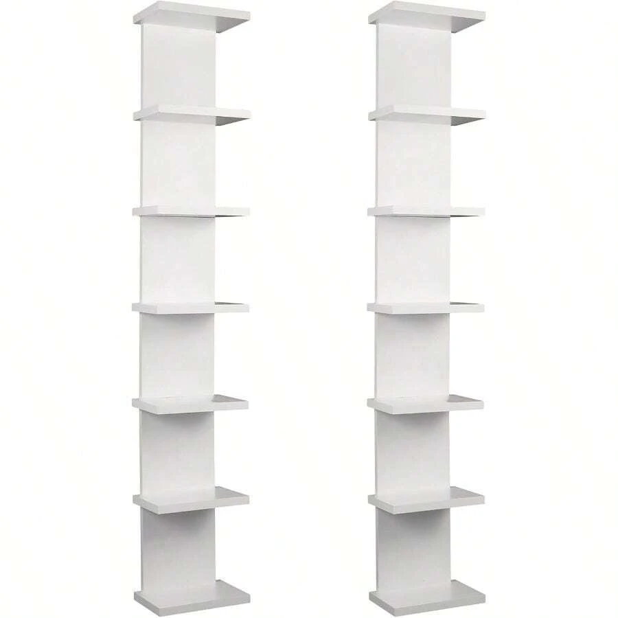 2 Pack Tier Wall Shelf Unit - 43 Lack Floating Shelf, Compact Display Floating Shelf, Vertical Column Wall Decor Mount Floating Storage Organizer Tall Tower Shelf Bedrooms, Living Rooms - Default - View 1