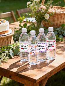 10/24pcs Spring Floral Thank You Stickers, Paper Drink/Water Bottle Decorative Stickers, Suitable For Baby Shower, Holiday Decor, Wedding Bridal Shower, Birthday Party, Picnic, Gender Reveal, Baby Shower Favors - Multicolor - View 11