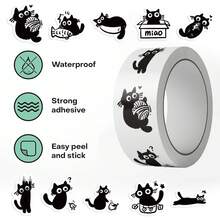 500PCS/Roll Cute And Playful Black Cat Roll Stickers DIY Decorative Decals Phone Case Laptop Diary Guitar Cups Stationery Waterproof Stickers - Multicolor - View 6