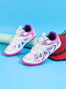 LEFEKA Giày cầu lông dành cho nữ và trẻ em, không dây buộc, chất liệu lưới thoáng khí, chống trượt, bền chắc, thích hợp cho các trận đấu và tập luyện chuyên nghiệp. - Màu Hoa hồng đỏ - Xem 8