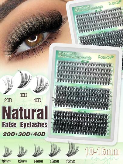 Natural/Plush False Lashes, Soft Thin Band Lashes For Elongation, 300 Pieces, 10-16mm Mix, 20D + 30D + 40D / 60D + 80D + 100D. Suitable For DIY, Daily Use, Cat-Eye, Casual, Party, Performance, Lightweight/Flexible Lashes For Beginners To Use.