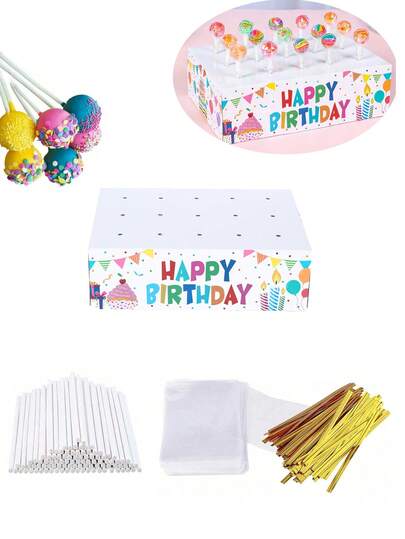 Bộ 1 hộp giấy đựng kẹo mút sinh nhật nhiều màu sắc và hộp đựng kẹo mút, bộ trang trí kẹo đẹp mắt này sẽ làm tăng thêm không khí lễ hội cho các bữa tiệc sinh nhật, tiệc mừng em bé chào đời, tiệc tiết lộ giới tính, kỷ niệm và tiệc sinh nhật lần thứ nhất.