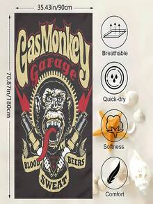 Gas Monkey Garage 沙滩巾 - 速干超强吸水超细纤维泳巾，动漫风格设计，游泳、露营、旅行的理想之选 - 现代涤纶面料，露营装备 | 动漫风格设计 | 耐用面料 - 多色 - 查看 12