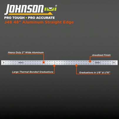1 regla recta de aluminio Johnson Level & Tool J48 de 48", color plateado