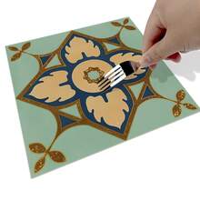 Bohemian Floral Pattern Reinforced Adhesive Thick Matte Peel And Stick PVC Floor/Wall Sticker, Vintage Distressed European Tile Decal For Kitchen, Bathroom, Laundry Room, RV - Ideal For DIY 7.9" X 7.9" - Style A - View 12