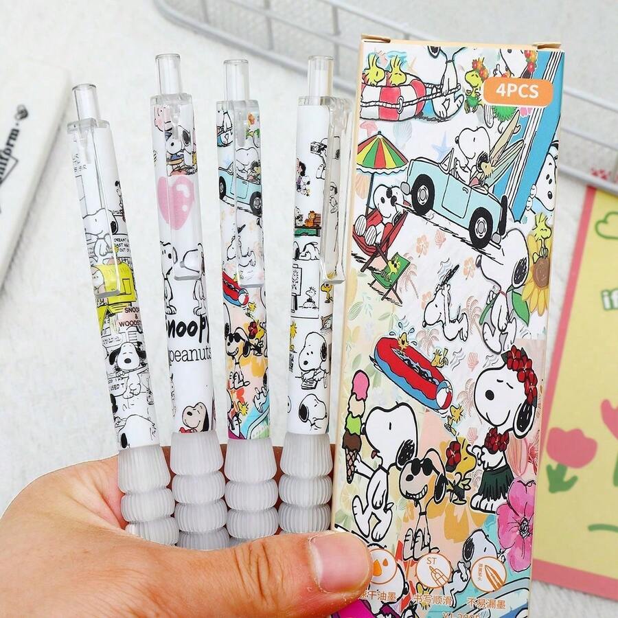 SNOOPY 4支/套可爱斯诺克笔，学习用品，文具，学习用品，完美的派对礼物，以及送给球迷的节日礼物。 - 彩色 - 查看 1