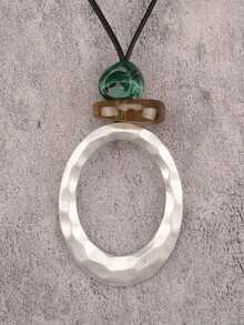 1 chiếc vòng cổ hợp kim hình bầu dục tối giản, phóng khoáng, kiểu dáng Bohemian sang trọng, đa năng, đính hạt nhựa, phù hợp đeo hàng ngày và dự tiệc tối, quà tặng cho cặp đôi. - hạt - Xem 13