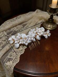 1 Stück Blume Muster eleganter ABS Kunststoff handgemachter Blumen Haarkamm Haarspange Braut Kopfschmuck, geeignet für alle Jahreszeiten, Sommer, Strand, Hochzeit - Verschiedenfarbig - Übersicht 8