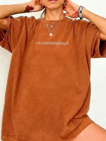 Summer Tops2026 Summer TopsOversized Women's Casual Overstimulated Graphic Short Sleeve T-ShirtLoose And Comfortablesummer ShirtsLoose And Comfortablesummer Outfits For Women