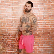 Men's Basic Plain Tactel Beach Training Shorts - Fluorescent Pink - View 3