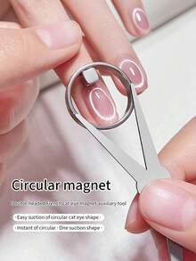 1/2/3 piezas Herramientas de arte de uñas con imán de ojo de gato redondo, imán circular profesional, efecto circular instantáneo, adhesión fuerte, adecuado para manicura de gel - Multicolor - Ver 6