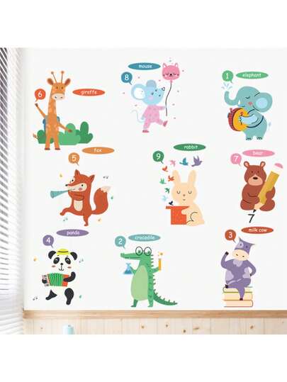 Hình dán hoạt hình tiếng Anh giáo dục sớm cho trẻ em, hình dán trang trí tường cho phòng trẻ em, chủ đề ngôn ngữ vui nhộn, tự dính, thích hợp để trang trí trường mẫu giáo và lớp học, thiết kế giáo dục đầy màu sắc có thể tháo rời, hình dán tường học tập.