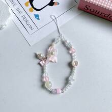 1条ins风甜美酷炫轻奢少女手机链手机挂饰CCD相机链串珠挂绳爱心 - 白色 - 查看 8