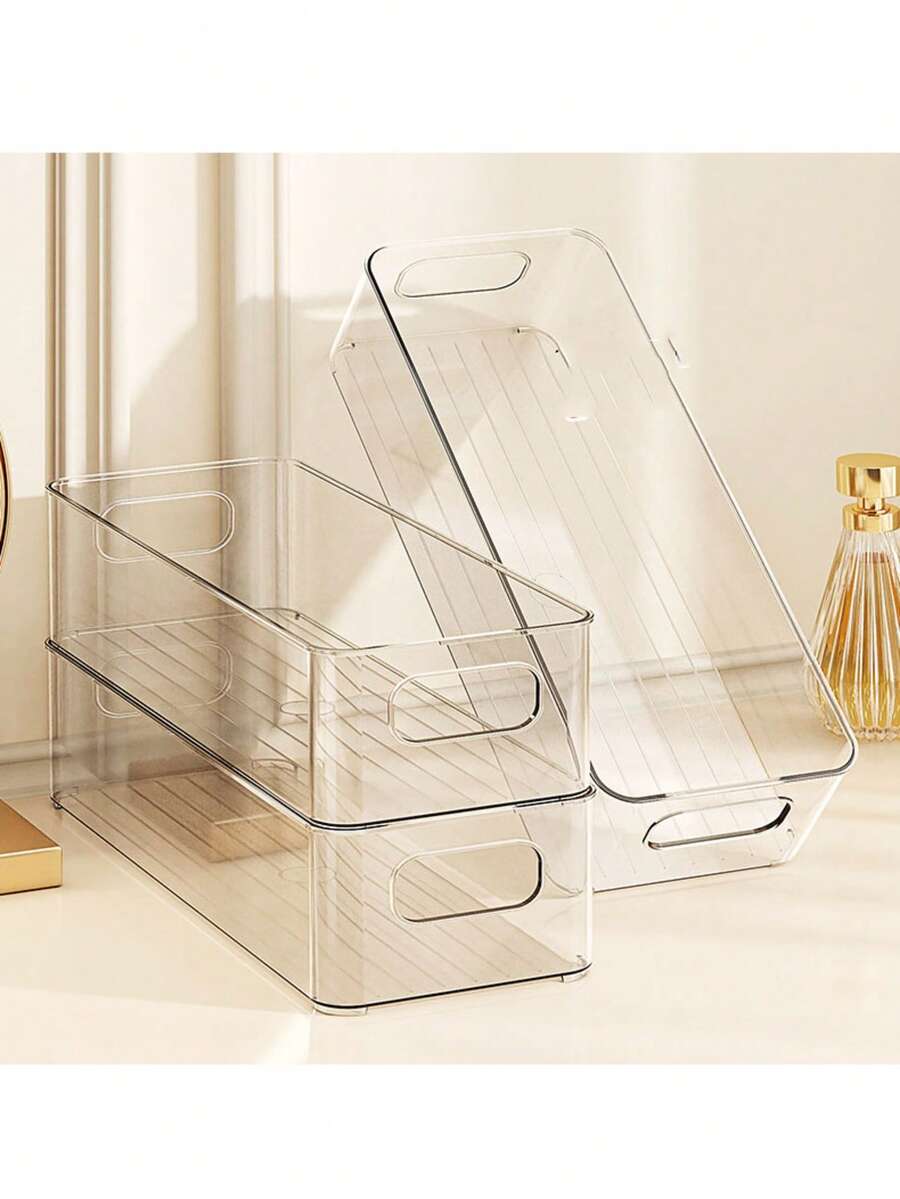 Hộp đựng mỹ phẩm đa năng trong suốt, chống trượt, dày dặn, có ngăn xếp tiện dụng, hàng có sẵn. - Nhiều màu - Xem 1