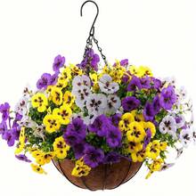 8pcs Artificial Phalaenopsis Orchid, Colorful Tricolor Pansy Made Of Synthetic Velvet, Realistic Floral Decor, UV-Resistant, Suitable For Indoor And Outdoor Decoration, Home, Planter, Entryway, Porch, Yard, Garden - Multicolor - View 9