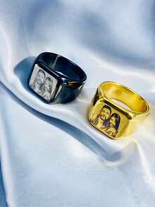 Nhẫn thép không gỉ khắc ảnh theo yêu cầu, nhẫn đôi khắc laser ảnh cá nhân hóa, trang sức thép không gỉ, nhẫn nam bản rộng, nhẫn ảnh cá nhân hóa, nhẫn bạc, vàng, đen, trang sức mùa hè, quà tặng kỷ niệm, quà tặng Ngày của Mẹ, quà tặng Ngày của Cha. - Nhiều màu - Xem 5