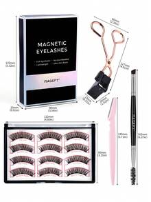 MAANGE 母亲节礼物，3对CC卷翘棕色磁性假睫毛套装，包含睫毛夹、眉刀和镊子，可重复使用，3D自然妆效，无需胶水，柔软仿貂毛睫毛，适合日常生活、婚礼、约会、派对、音乐节、圣诞节等各种场合，是送给女性的绝佳礼物。 - 自然纖長款 - 查看 4