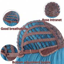 1 Piece Synthetic Heat-Resistant Straight Hair 28 Inch Long Straight Mint Blue Wig Middle Part Bangs Natural Looking Soft Heat Resistant Wigs For Party Daily Use Cos Play Wig - Multicolor - View 2