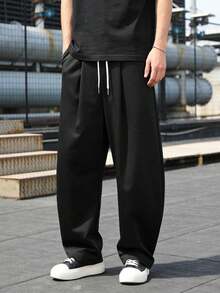 Pantalon de sport ample pour hommes, pantalon de sport incurvé toutes saisons, doux et confortable, convient aux sports et à l'usage quotidien - Noir - Voir 2