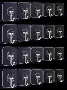 50pcs Transparent Strong Adhesive Hooks, No Drilling Required, Damage-Free Hanging Hooks, Removable, Transparent, Waterproof, Rust-Proof, Suitable For Clothes, Hats, Tableware, Shoes, Accessories, Kitchen Supplies, Bags, Kitchen, Bathroom, Living Room, Bedroom, Hanging Racks, Multipurpose Wall Mount - A - View 3