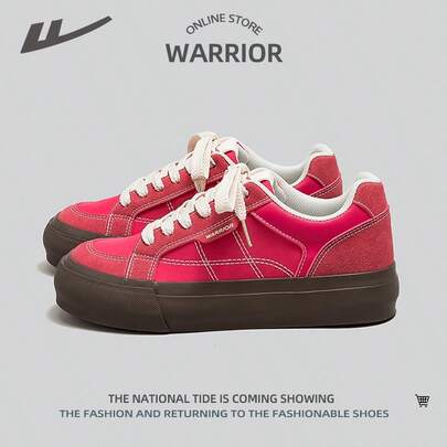 WARRIOR 1 Pair Women's Sporty Platform Sneakers, Casual Daily Wear Pink Shoes