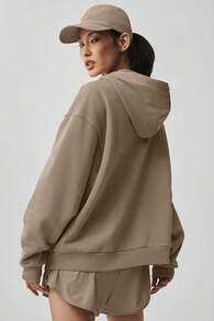 Alo Yoga Alo Accolade Full Zip Hoodie Unisex Style Designed For A Boxy Gravel U3041rg - màu nâu - Xem 3