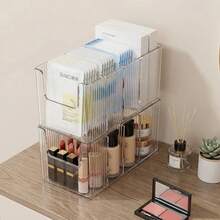 Boîte de rangement pour maquillage en acrylique empilable - Boîte de rangement multi-compartiments pour soins de la peau et masques de beauté, support cosmétique vertical pour bouteilles de sérum, d'essence et de lotion - Grande capacité pour salle de bain, commode et coiffeuse - Excellent cadeau pour maman, amis pour anniversaire, mariage et fêtes - Multicolore - Voir 8