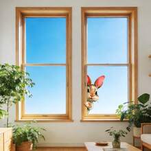 1pc Curious Peeking Rabbit Window Sticker, Cute Animal Design Wall Decal, Removable Self-Adhesive Glass Window Sticker For Decorating Kitchen, Bedroom And Living Room, Farm Animal Theme Gift Sticker - YT143 - View 4