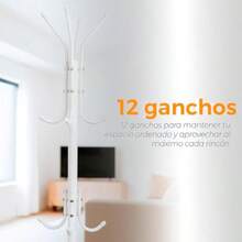Archy Perchero Para Ropa Metalico 12 Ganchos Altura 1.70 Metros Rack Multifuncional Organizador de Closet Bolsas Gorras Perchero de Pie para Almacenamiento Casa Oficina PERCHERO12G (Blanco) - Blanco12G - Ver 4