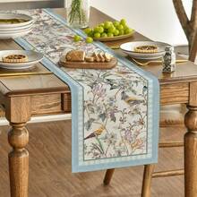1 față de masă cu motive florale și păsări albastre, decor de masă pentru bucătărie și sufragerie cu motive florale de primăvară, decorațiuni pentru petreceri acasă - Multicolor - Vizualizare 1