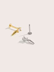 1pc Fashionable Minimalist Diamond Pendant Earrings, Suitable For Women's Daily Wear - Diamond - View 3