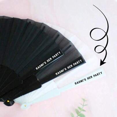 Customizable Black And White Theme Hand Fan, Suitable For Singles Party, Summer Black And White Theme Singles Party, Bachelorette Party, Bride Name Party, School Supplies, Back To School Season, School Gifts, Office Supplies, Classroom Supplies, Teacher Gifts, College Supplies, Colleague Gifts, Dorm Supplies, Teacher Gifts, Middle School Gifts, High School Gifts