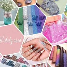 每袋50克/1.76盎司，1/128英寸（0.2毫米）全息闪粉，适用于工艺品、树脂、DIY首饰、钥匙扣、万圣节装饰 - 白色 - 查看 6